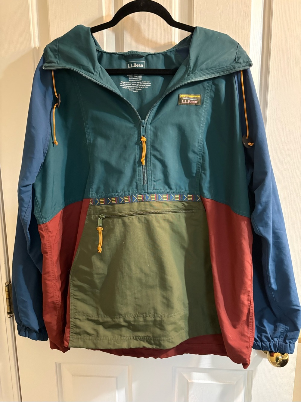 L.L. Bean Multicolor Colorblock Anorak - Teal, Blue, Olive, Rust